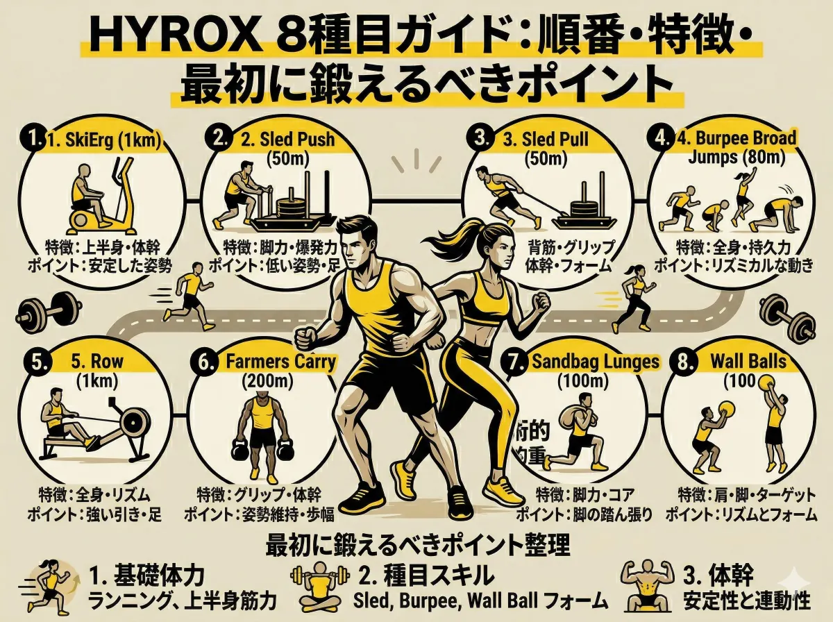 HYROX 8種目ガイド：順番・特徴・最初に鍛えるべきポイント